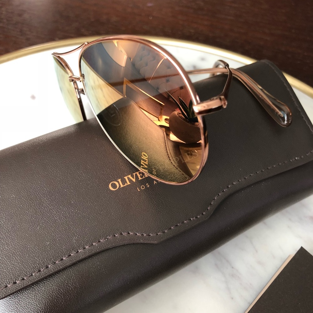 Oliver Peoples Sayer Rose Gold Mirrored Sunglasses - Picture 7 of 8